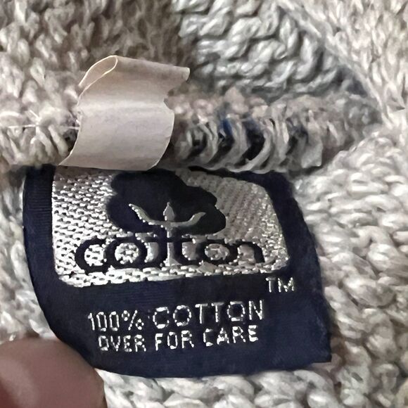 Vintage 90s Liberty USA Gray Knit Sweater American Flag Crewneck Cotton XL - Picture 5 of 8